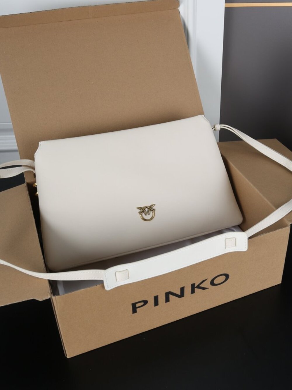 Pinko White Quilted Leather Crossbody